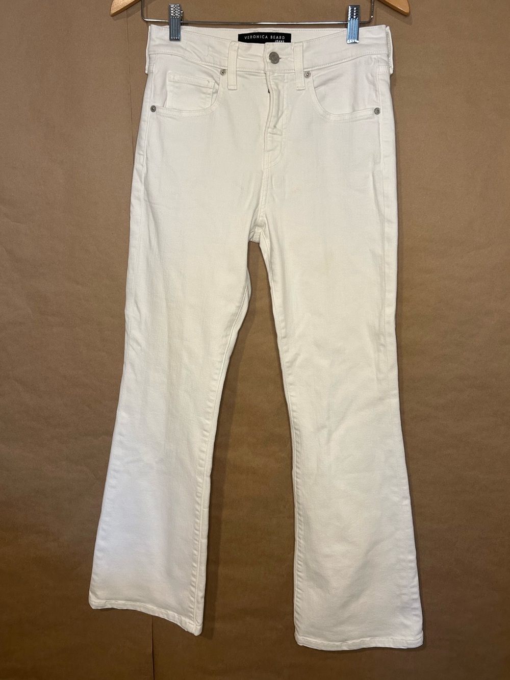 Veronica Beard Beverly Skinny Flare Jeans White High Rise Size 27